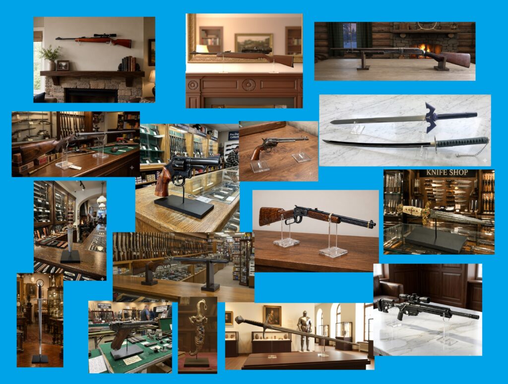 gun and sword displays
